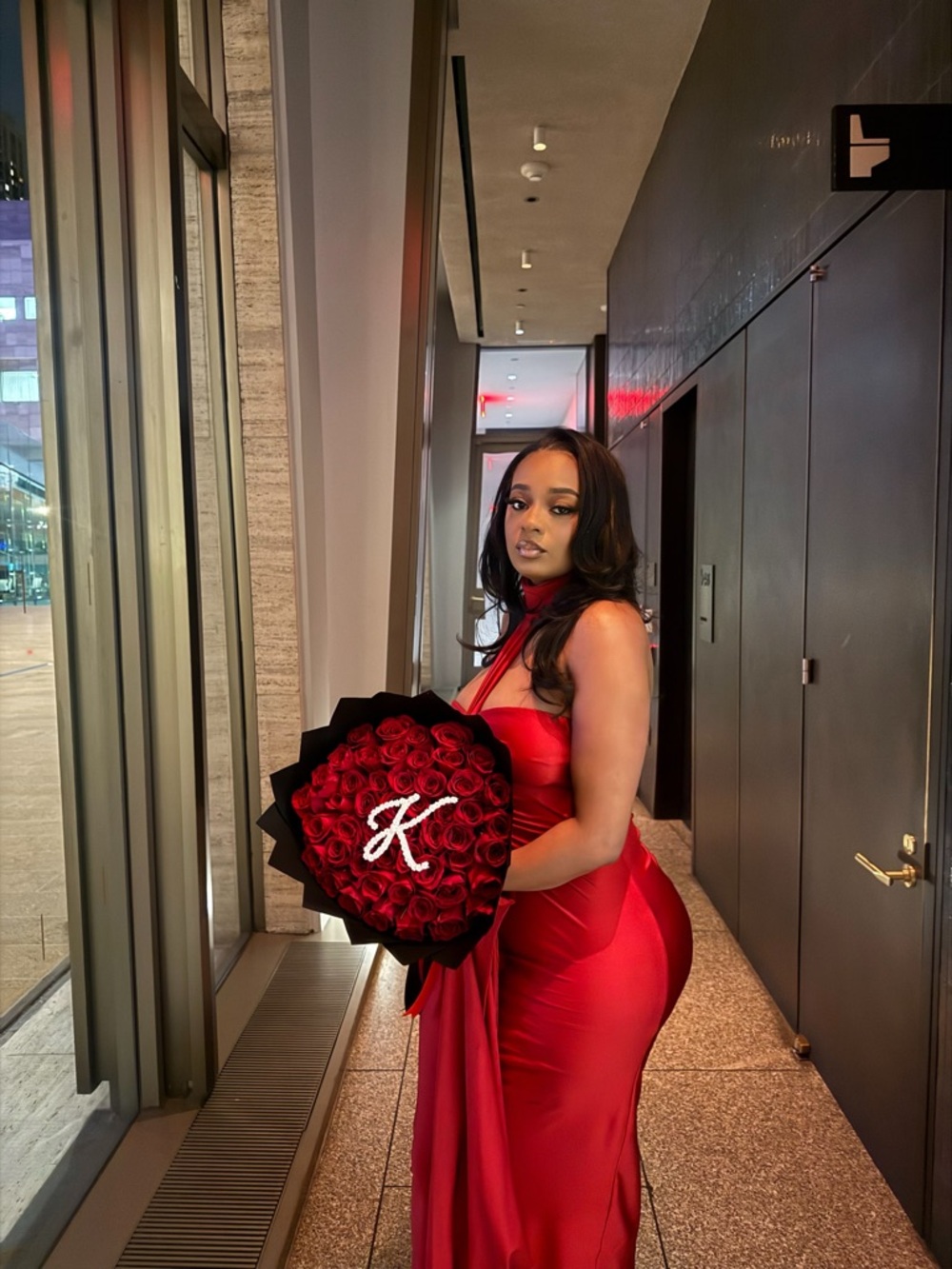 Red Strapless Ruched Evening Gown - Picture 2 of 4